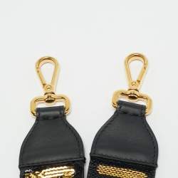 مملوكة مسبقًا حزام كتف حقيبة فندي زوكا جلد أسود/ذهبي وترتر