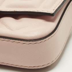 Pre Owned Fendi Baguette Nano Charm Pink FF Embossed Leather