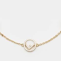 مملوكة مسبقًا Fendi  F Is Fendi Crystals Faux Pearls Gold Tone Bracelet