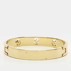 مملوكة مسبقًا سوار فندي إف إز فندي بحبيبات كريستال بلون ذهبي مقاس متوسط (ميديوم)