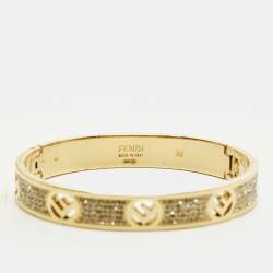 مملوكة مسبقًا سوار فندي إف إز فندي بحبيبات كريستال بلون ذهبي مقاس متوسط (ميديوم)
