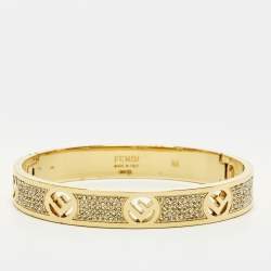 Pre Owned سوار فندي إف إز فندي بحبيبات كريستال بلون ذهبي مقاس متوسط (ميديوم)