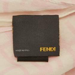 Pre Owned Fendi White/Pink FF Print Silk Scarf 