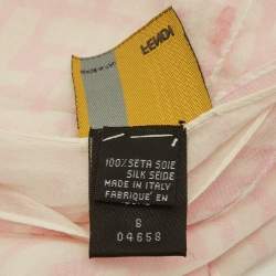 Pre Owned Fendi White/Pink FF Print Silk Scarf 