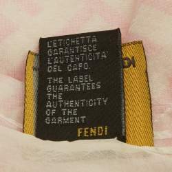 Pre Owned Fendi White/Pink FF Print Silk Scarf 