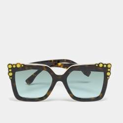 مملوكة مسبقًا نظارة شمسية فندي FF0260/S مرصعة متدرجة بني سلحفاة/رمادي مربعة