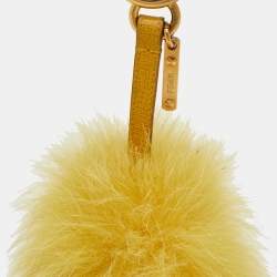 Pre Owned دلاية حقيبة فندي بوم بوم فرو الثعلب أصفر