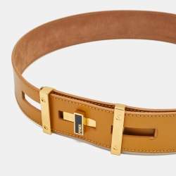 Pre Owned Fendi Peekaboo 85 CM Waist Belt Mustard Leather
