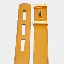 Pre Owned Fendi Peekaboo 85 CM Waist Belt Mustard Leather