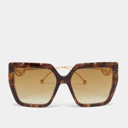 Pre Owned Fendi Havana Gradient FF0410/S Frame Square Sunglasses