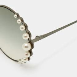 Pre Owned Fendi Silver/Black Gradient FF0295/S Pearl Round Sunglasses