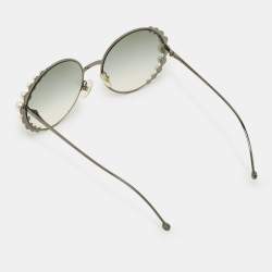 Pre Owned Fendi Silver/Black Gradient FF0295/S Pearl Round Sunglasses