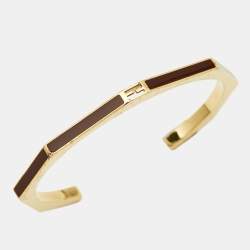 Pre Owned سوار فندي باجيت إيناميل ذهبي اللون مقاس كبير