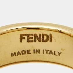 Pre Owned Fendi  Fendista Enamel Gold Tone Ring Size 54