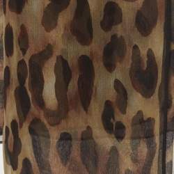 Pre Owned Fendi Brown Leopard Print Silk Scarf