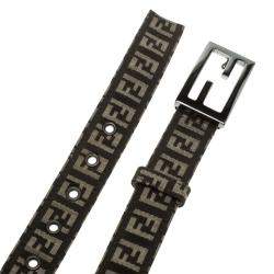 Fendi Brown Zucchino Canvas FF Buckle Belt 105cm