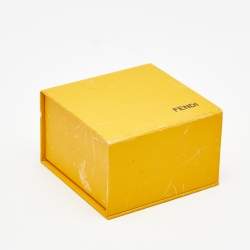 Pre Owned Fendi Fendista Woven Leather Gold Tone Bracelet M