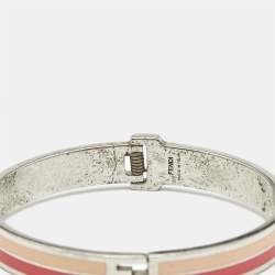 Pre Owned Fendi The Fendista Bicolor Stripe Enamel Silver Tone Bracelet M