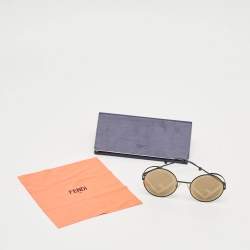 Pre Owned Fendi Brown/Black Zucca FF 0343/S Fendirama Round Sunglasses