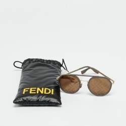Pre Owned Fendi Grey FE40040U Round Sunglasses