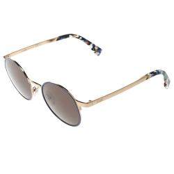 Pre Owned Fendi Black/Gold Plated  FF0090/S Round Sunglasses