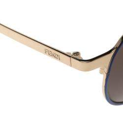 Pre Owned Fendi Black/Gold Plated  FF0090/S Round Sunglasses