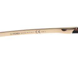 Pre Owned Fendi Black/Gold Plated  FF0090/S Round Sunglasses