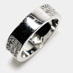 Pre Owned Fendi F is Fendi Crystal Pavé Silver Tone Band Ring Size 50