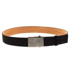 Fendi Black Zucchino Canvas Belt Size 95cm