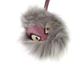 Pre Owned دلاية حقيبة فندي حشرة جلد وفراء رصاصي / بنفسجي