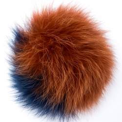 Pre Owned Fendi Orange/Blue Fox Fur Pom Pom Bag Charm