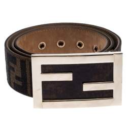 Fendi Brown Zucca Canvas FF Buckle Belt 90CM