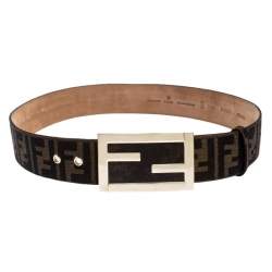 Fendi Brown Zucca Canvas FF Buckle Belt 90CM