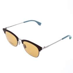 Pre Owned Fendi Yellow/Brown and Grey FF 0228/S Browline Sunglasses