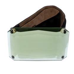 Pre Owned حزام فندي سويدي أسود عريض إبزيم مرآه مقاس 75