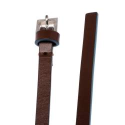 Pre Owned Fendi Brown/Blue Leather Slim Buckle Belt 85CM