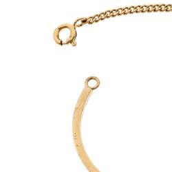 Pre Owned Fendi Gold Tone Crystal Embellished Logo Charm Bracelet S