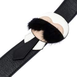 Pre Owned Fendi Black/White Leather Karlito Interchangeable Shoulder Strap 