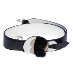 Pre Owned Fendi Black/White Leather Karlito Interchangeable Shoulder Strap 