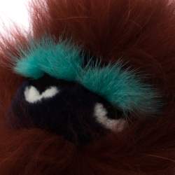 Pre Owned Fendi Dark Brown Mink Fur Blueminous Monster Bug Bag Charm