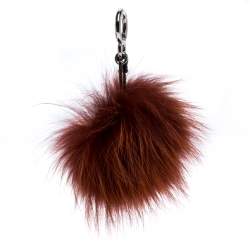 Pre Owned Fendi Dark Brown Mink Fur Blueminous Monster Bug Bag Charm