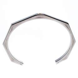 Fendi Baguette Silver Tone Open Cuff Bracelet