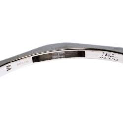 Fendi Baguette Silver Tone Open Cuff Bracelet