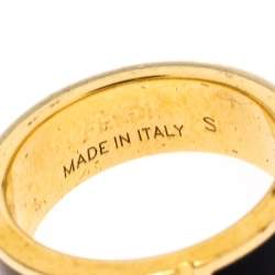 Pre Owned Fendi The Fendista Bi-color Enamel Gold Tone Band Ring Size EU 52