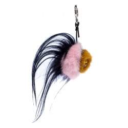 Pre Owned Fendi Multicolor Mink Fur Crystal Embellished Bag Charm
