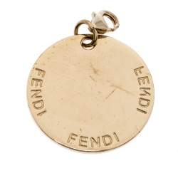 Pre Owned Fendi Crystal Embedded Identification Silver Tone Pendant Charm