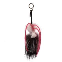 Pre Owned Fendi Multicolor Fur And Leather Mini Karlito Silver Tone Bag Charm