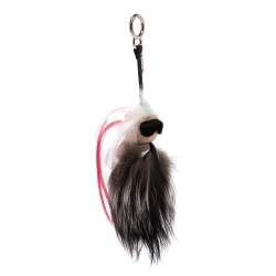 Pre Owned Fendi Multicolor Fur And Leather Mini Karlito Silver Tone Bag Charm