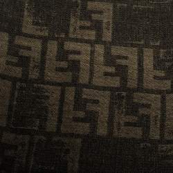 مملوكة مسبقًا Fendi Brown Distressed Zucca Patterned Wool Blend Scarf