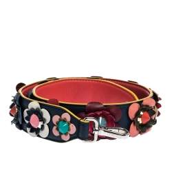 Pre Owned Fendi Multicolor Leather Floral Applique Interchangeable Shoulder Strap